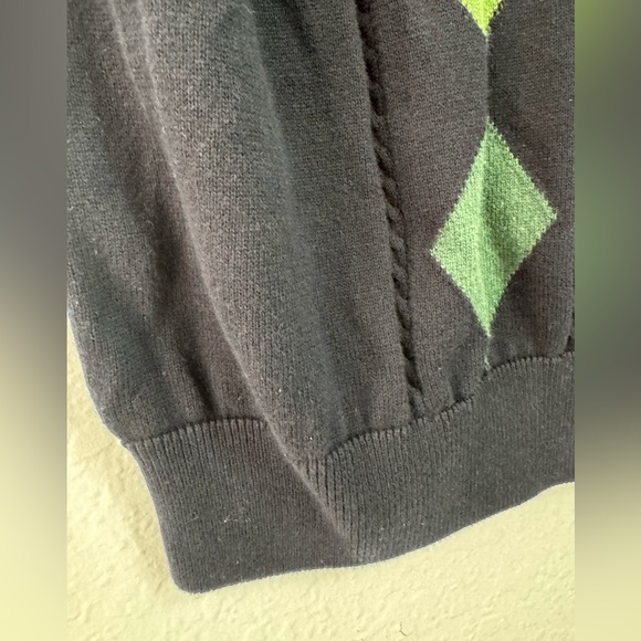 SETTE PONTI Mens Sweater Vest Knit XXL Big&Tall Navy Argyle Cable Pullover - Picture 8 of 13